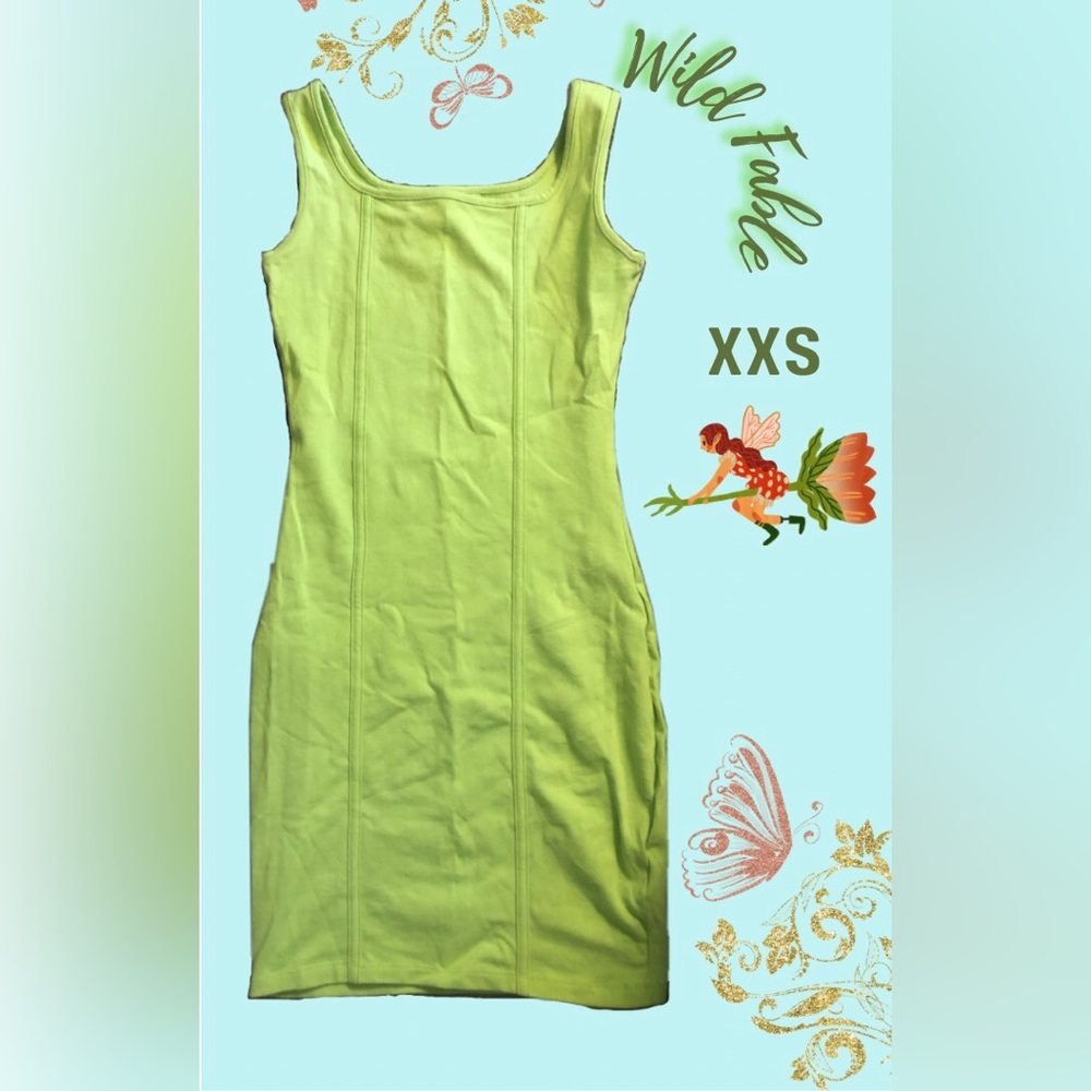 Wild Fable Mini Dress - Neon Green - Size: XXS